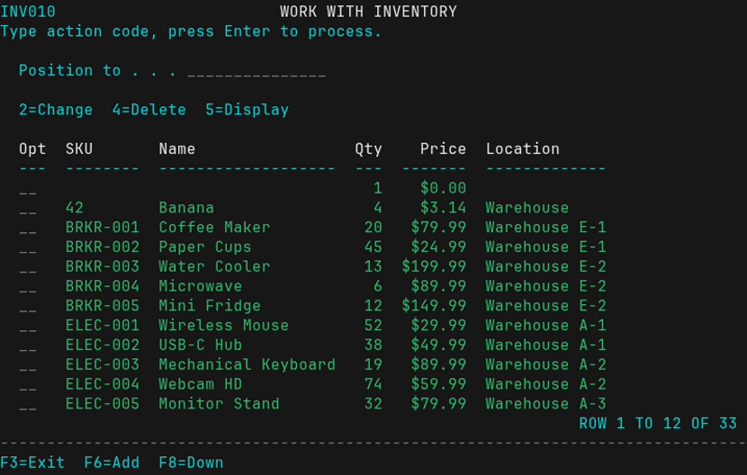 Work-with List Screenshot